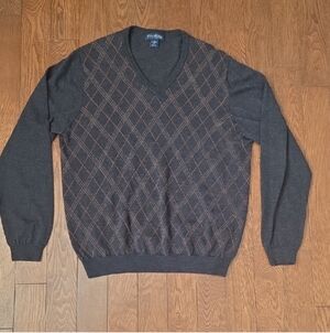 Brooks Brother Men's Classic V-Neck Argyle 100% Merino Wool Sweater Size XL